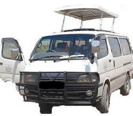 Make : Toyota Model : Hiace Engine 2.7/3.0 cc Passenger 7 Safety Items Yes [Safety Belts, Alarm System, Car Track ] Spare Tire & Jack Yes Air Conditioning: No CHAUFFEUR DRIVEN Applicable during working hours (0630 - 1800 hours). Drivers overtime charges after 1800 hours is US$ 5 per hour   Available on Chauffeur Driven From 0630-1800Hrs Available on Chauffeur Driven A roof hatch provides open views and easy photography. Exclusive: Fuel and Park fees  Daily Rate (US$/Day): From $146/Ksh 15000
